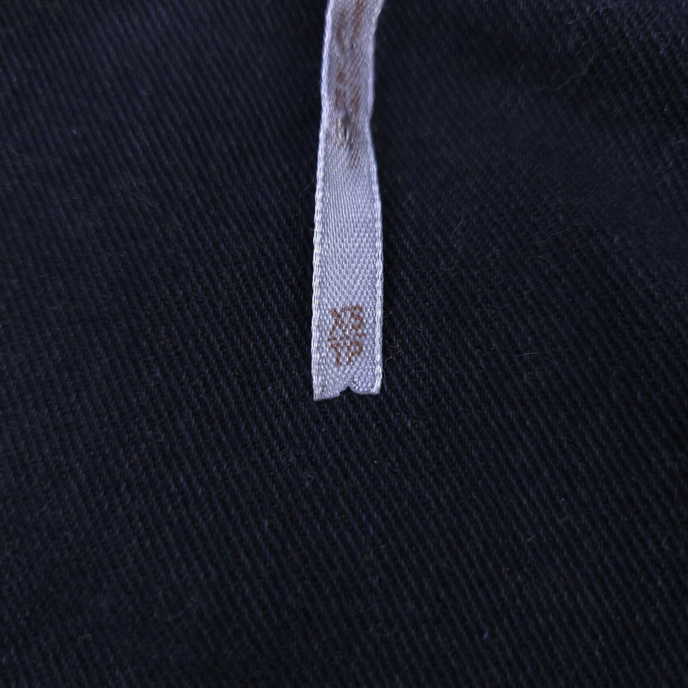 Free People Denim Jacket Womens XS Hoodie Vest Black Gray Biker Moto Button Up - Picture 8 of 12